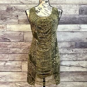 Religion Clothing Distressed Pattern Torn/Ripped Front Layered Mini Dress